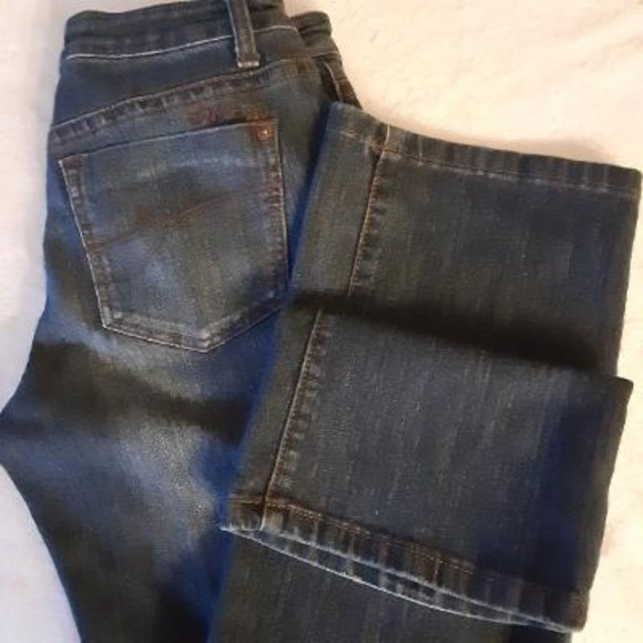 DKNY Dark Acid Washed Mid Rise Straight Leg Jeans - Picture 3 of 9